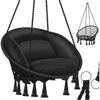 Silla Colgante con Cojín - Sillón Colgante Chill para Adultos y Niños Hamaca hasta 150 kg Asiento Colgante Suspensión Interior y Exterior Sala de Estar y Jardín Terraza, Beige - details 15