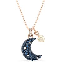 Swarosk oro rosa pavé azul CZ piedra Luna colgante plata cristal perla encanto collar joyería regalo de San Valentín para mujeres ﻿ - details 0