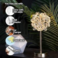 Lámpara de cristal con pantalla, lámpara de mesa de cristal, decoración romántica regulable, luz de escritorio, 3 luces de colores, luces suaves, lámpara de noche moderna - details 1