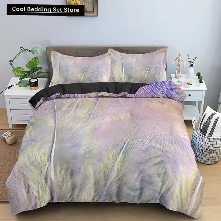 Juego de Ropa de Cama de Plumas de Pájaro Coloridas Tamaño de Cama Rey/Reina - 1