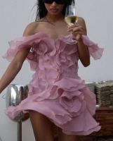 Vestido Mini de Cintura de Acolchado Elegante Cuello de Barco Sexy, Sin Mangas, Espalda Descubierta - details 12