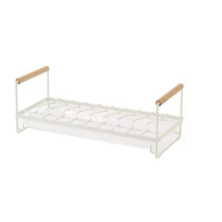 Estante para platos de estilo japonés, vajilla con mango de madera, escurridor, cesta de almacenamiento de cocina de hierro portátil, cuenco y palillos - 1