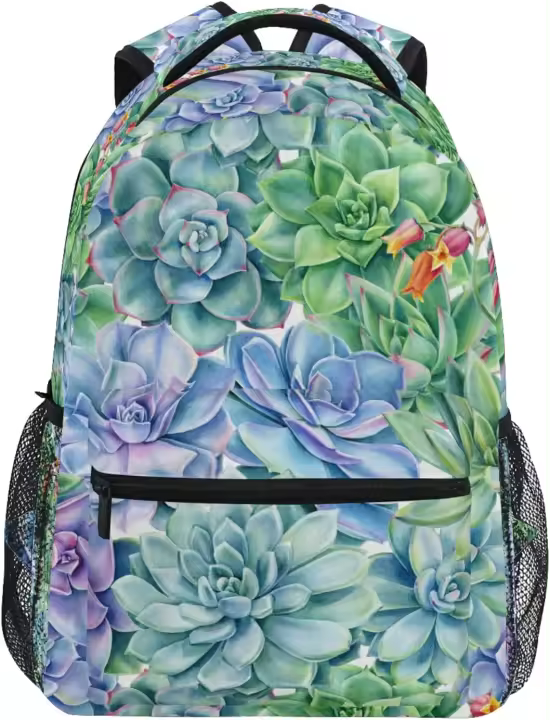 Mochila de Lienzo de Agua de Cactus Tropical Paquete Escolar Grande para Niñas y Niños - 1
