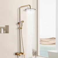 Juego de ducha de 20 Cm, sistema de ducha, cobre dorado, moderno, altura ajustable, 80 - 120cm - details 0