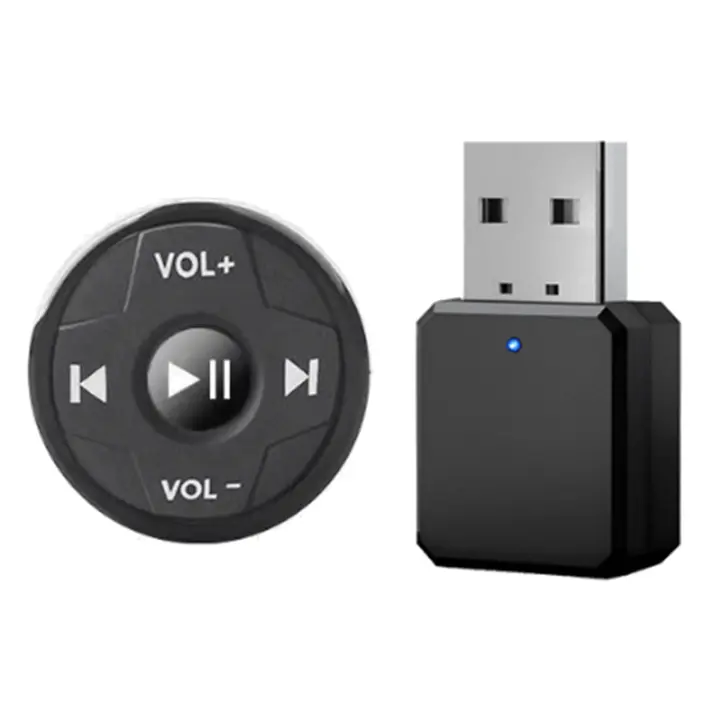 Mando a distancia multifunción para volante de coche, receptor inalámbrico, Bluetooth, Botón Multimedia, USB, AUX - 1
