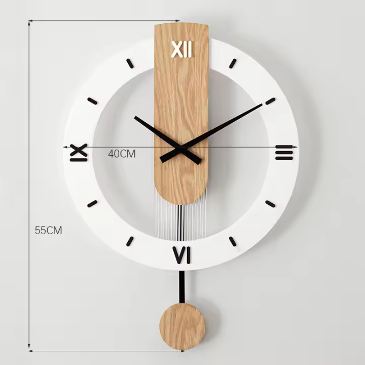 Reloj de Pared de Madera, Moderno, Silencioso, Decoración Grande para Cocina, Hogar, Sala de Estar y Dormitorio - 1