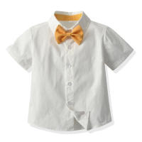 Cárdigan de algodón de manga corta para niño, pantalones cortos con tirantes de caballero, dos piezas, flor de boda, estilo coreano, color blanco puro, verano - details 9
