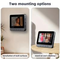 Timbre con vídeo inalámbrico con pantalla HD de 10,92 cm: elegante negro, intercomunicador bidireccional, visión nocturna por infrarrojos, batería recargable de larga duración, fácil instalación, no se necesita aplicación para seguridad en el hogar, timbr - details 1