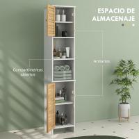 Estantes Ajustable y Puerta Bambú Anti-vuelco 35x30x170 cm Blanco y Natural - details 5