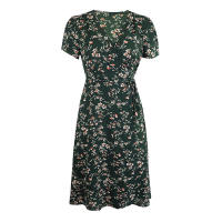 Summer floral print women boho short sleeve v neck split elegant a line party beach dress - details 27