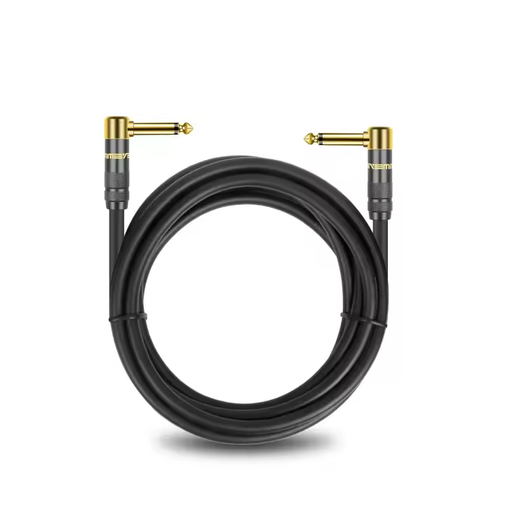 Cable de guitarra de 1/4 pulgadas TS en ángulo recto macho a 1/4 pulgadas TRS en ángulo recto macho para bajo, guitarra, mandolina eléctrica, Pro Audio - 1
