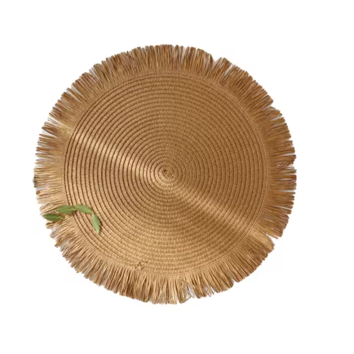 Mantel de Juta Vintage con Borlas Resistente al Calor, Antideslizante, Decoración de Mesa Rústica para Hogar y Comedor - 1