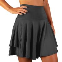 Falda plisada de tenis para mujer, pantalones cortos deportivos cómodos con diseño de cintura alta de doble capa, Color sólido, para verano - details 3