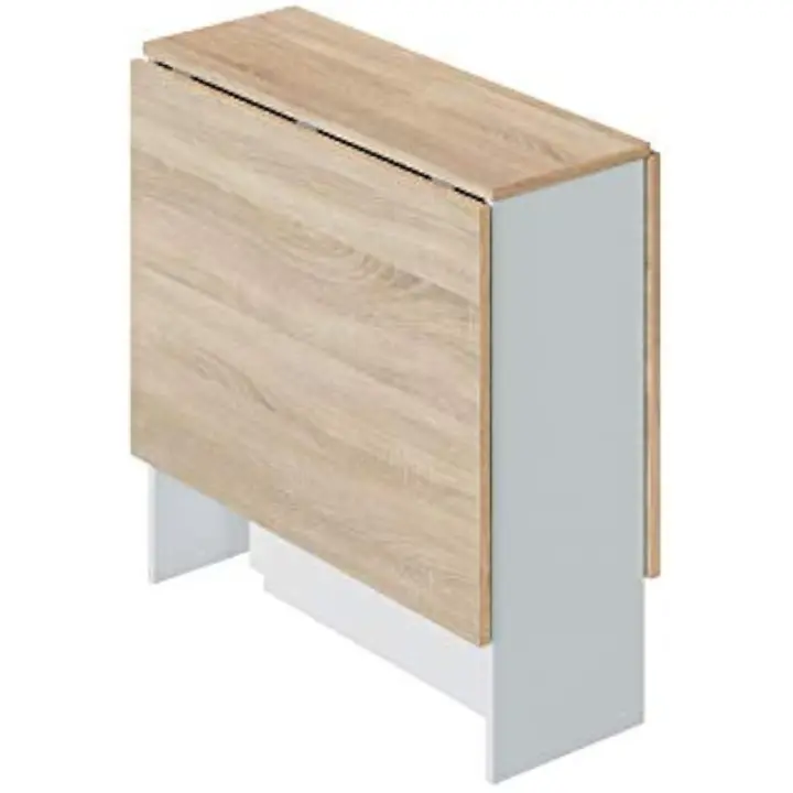 Mesa Auxiliar con Alas Abatibles, Mesa Cocina, Acabado en Color Blanco Artik y Roble Canadian, Modelo Fly, Medidas: 77 cm (Largo) x 31-140 cm (Ancho) x 79 cm (Alto), Abatible - 1