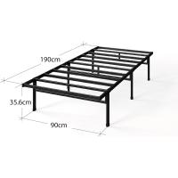 Cama 90 x 190 cm 36 cm de Altura con Almacenamiento Debajo de la Cama Cama de Plataforma de Metal – Negro - details 1