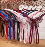 Bragas de perlas de mariposa bordadas con lentejuelas, lencería erótica, tangas sexuales, ropa interior de entrepierna abierta para mujer - details 0