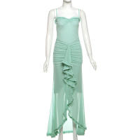 BUNO-vestidos de fiesta de malla irregulares, novedad de 2024, vestido ceñido con tirantes finos, vestido largo fruncido a la moda para mujer - details 32