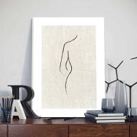 Cuadro Abstracto en Línea Gris Verde para Arte de Pared Minimalista Pintura Nórdica con Marco Poster Decoración Moderna para Sala de Estar Marca DHROOM Material Lienzo - details 2