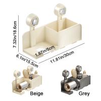Soporte de secador de pelo con ventosa de plástico, soporte de secador de pelo sin perforaciones montado en la pared con caja de almacenamiento, ahorro de espacio - details 0