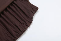 BUNO-Conjunto informal de 2 piezas para mujer, mono de manga completa con cuello redondo liso + faldas ajustadas con borlas plisadas a juego con trajes Hipster - details 20