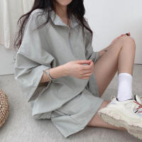 Conjunto de dos piezas de pantalones cortos de manga corta con cremallera y cuello alto para mujer 2025 nuevo conjunto de ropa deportiva casual de moda de verano. - details 25