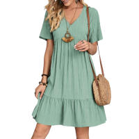 Vestido de Verano Mujer, Prenda de Manga Corta, Transpirable, Cuello en V, Ideal para Regalo de Cumpleaños y San Valentín - details 3