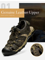 Sandalias deportivas de verano para hombre, sandalias para senderismo al aire libre, punta cerrada, cuero, atléticas, cómodas, para caminar, sandalias de playa, zapatos de agua - details 4