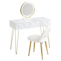 Mesa de Maquillaje Ajustable con Espejo LED Silla de Terciopelo para Habitación - details 5