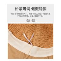Sombrero para el sol versión coreana femenina alfabeto sombrero de cubo sombrero de paja tejido hueco grandes alerones espalda dividida tenedor sombrero para el sol playa protección solar - details 3