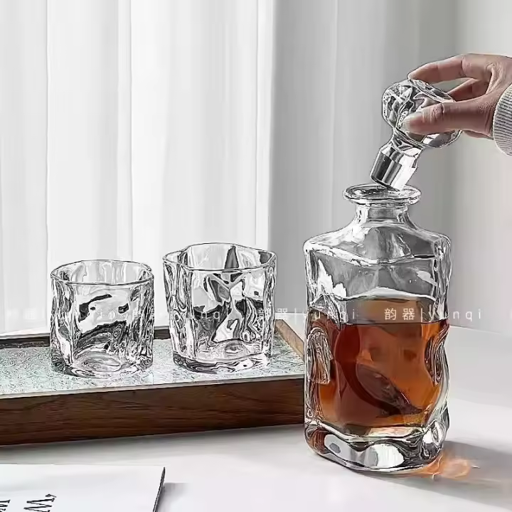 Eways - Botellas de vino de vidrio irregulares, whisky, vertedor de licor, botellas de cerveza de vodka de barra pequeña - 1