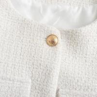 Chaqueta de Tweed con Punto de Volteo Primaveral Abrigo Corto de Cuello Redondo de Una Sola Brecha para Damas Top de Moda - details 10