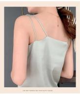 Top de Halter V para Mujer Camisola de Verano de Seda de Satén Blanco Vestido Delgado de Moda - details 15
