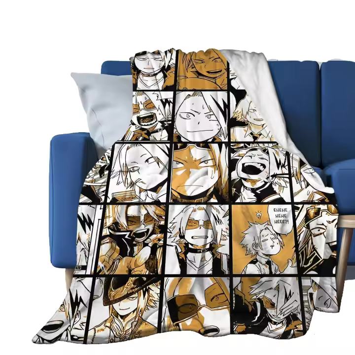 Manta de Felpa Reversible My Hero Academia Collage Anime Kaminari Denki para Invierno Caliente y Esponjosa Ideal para Cama Sofá y Decoración del Hogar - 1