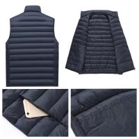 Chaqueta acolchada de plumón de pato para hombre con cuello alto, chaqueta cálida sin mangas de invierno, chaleco de algodón - details 7