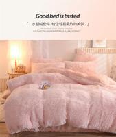 Juego de ropa de cama de lujo, edredón de terciopelo de visón Kawaii, con sábanas, individual y doble, color rosa cálido, para Otoño e Invierno - details 16