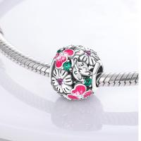 Dijes de la serie Floral en plata de ley 100% auténtica para mujer, joyería fina, pulsera y brazaletes de cumpleaños, material: metal principal - details 10