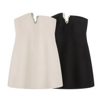TRAFZA-minivestido elegante sin tirantes para mujer, vestido de fiesta sin mangas con hombros descubiertos y diamantes de imitación decorativos con cremallera lateral, vestido de moda - details 1
