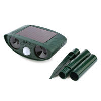 Repelente solar de animales ultrasónico para exteriores disuasivo para perros y gatos Sensor de movimiento de 110° 6-8m con luz para mapache mofeta ciervo jardín y Patio - details 0