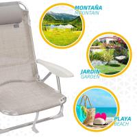 Pack de 2 sillas plegables multiposición para playa, jardín, terraza o camping beige, Medidas 64x11x64cm, 4 posiciones, con cojín en el cabecero, Incluye asa de transporte, Ibiza X2 - details 3