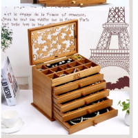 Joyero de madera marrón de 6 capas, organizador de almacenamiento, regalo de Navidad para mujeres o niñas - details 0