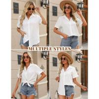 2025 estilo clásico Simple verano mujeres para mujeres Color suave moda Tops cien camisa de manga corta - details 2