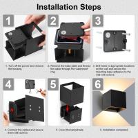 4 Piezas Aplique de Pared Interior/Exterior 12W Aplique Exterior Pared 3000K Blanco cálido Ángulo de haz Ajustable Negro Apliques Pared Led Impermeable - details 6