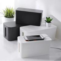 Organizador de enchufe de cargador blanco con acabado de cables de escritorio, caja de almacenamiento de cables a prueba de polvo, caja de cables, caja de regleta, contenedor de almacenamiento de línea - details 2