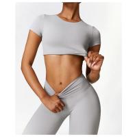 Top de Yoga de manga corta para mujer, Sujetador deportivo de alta elasticidad, ropa deportiva para gimnasio y Fitness - details 5