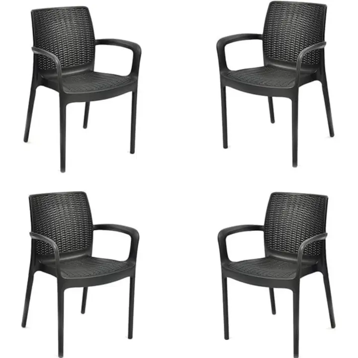 Silla de Jardín de Resina con Reposapazas Ideal para Jardines y Terrazas Pilaable Acabado de Ratán - 1