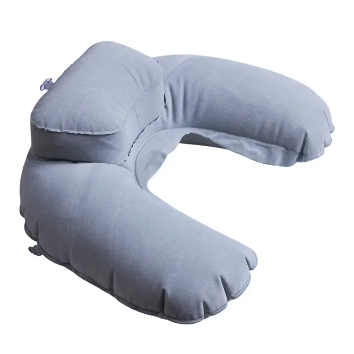 Almohada inflable para viaje en avión, cojín para cuello, cabeza, Barbilla, siesta, Oficina - 1
