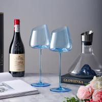 Juego de vasos rosas franceses, copa de cristal con boca incisa, fondo cóncavo, copa de vino y champán, color azul - details 13