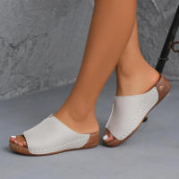 Sandalias de Cuña para Mujer Nueva Moda de Verano Punta Abierta Cómodas Transpirables con Hebilla Zapatos para Mujer Color Blanco - details 8