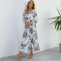 2024 mujeres Maxi vestido Casual de manga larga de cintura alta playa Mujer vestidos de gasa vestidos florales Mujer nuevo - details 21
