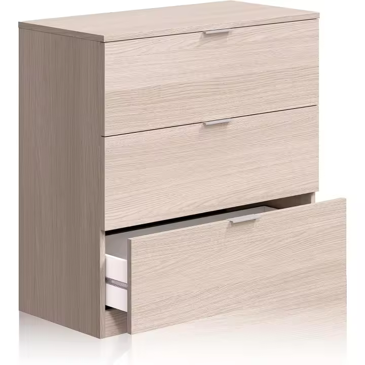 Habitdesign Comoda 3 Cajones Dormitorio LowCost Acabado en Roble Medidas: 77 cm (Ancho) x 80 cm (Alto) x 38 cm (Fondo) - 1